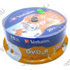 DVD-R Disc Verbatim  4.7Gb 16x уп. 25 шт на шпинделе, printable 43538